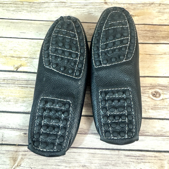 Tod's Womens Black Pebbled Leather Square Toe Slip On Mule Driving Shoes 40/9 - Picture 7 of 9